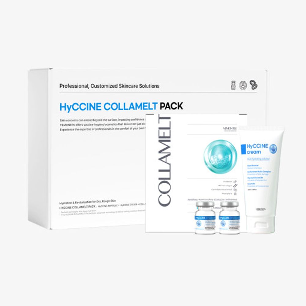 [VEMONTES] HyCCINE COLLAMELT PACK Hydration Set | Ampoule for Deep Moisture, Ceramide Cream for Skin Protection, Collagen Gel Mask for Firmness - Made in Korea